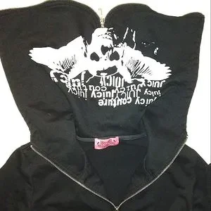 JUICY COUTURE 黒パイル地　セットアップ Juicy Couture OG Bling Velour Full Zip Womens Hoodie Black